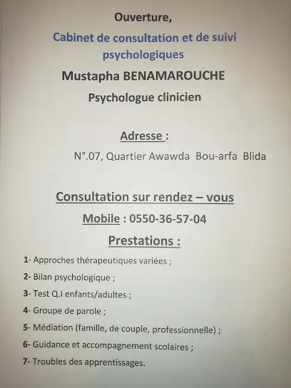Psychologue Clinicien، Mustapha Benamarouche / أخصائي نفساني عيادي، مصطفى بن عماروش